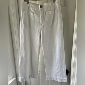 Maeve The Colette White Wide Leg Cropped Jeans 32